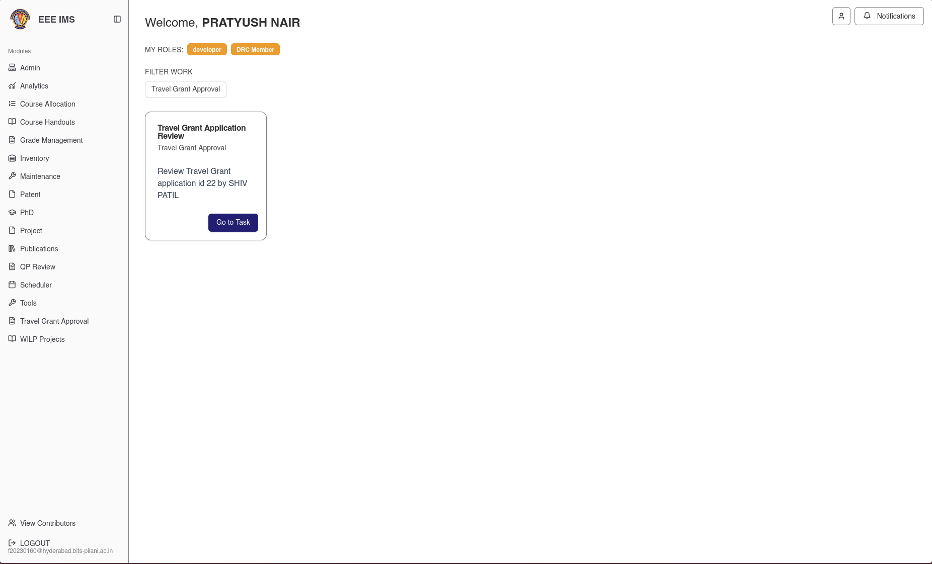 Department Information Management System screenshot